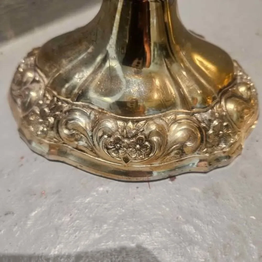 Pair of Ornate Gold Plate Candlesticks Towle